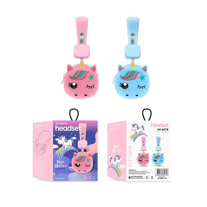 هدست بلوتوثی فانتزی اسب تک شاخ مدل - AH-807B - آبی یخی, گارانتی اصالت و سلامت فیزیکی کالا