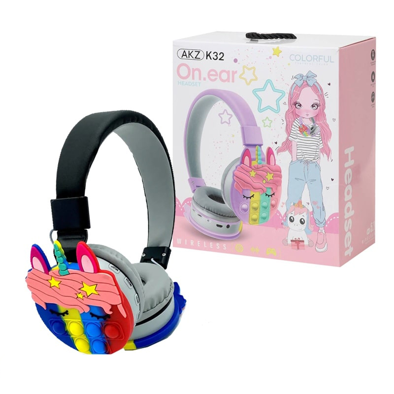 AKZ-K32-15 هدست طرح یونیکورنی فیجت دار مدل AKZ-K32 - رنگ مشکی - Image 1